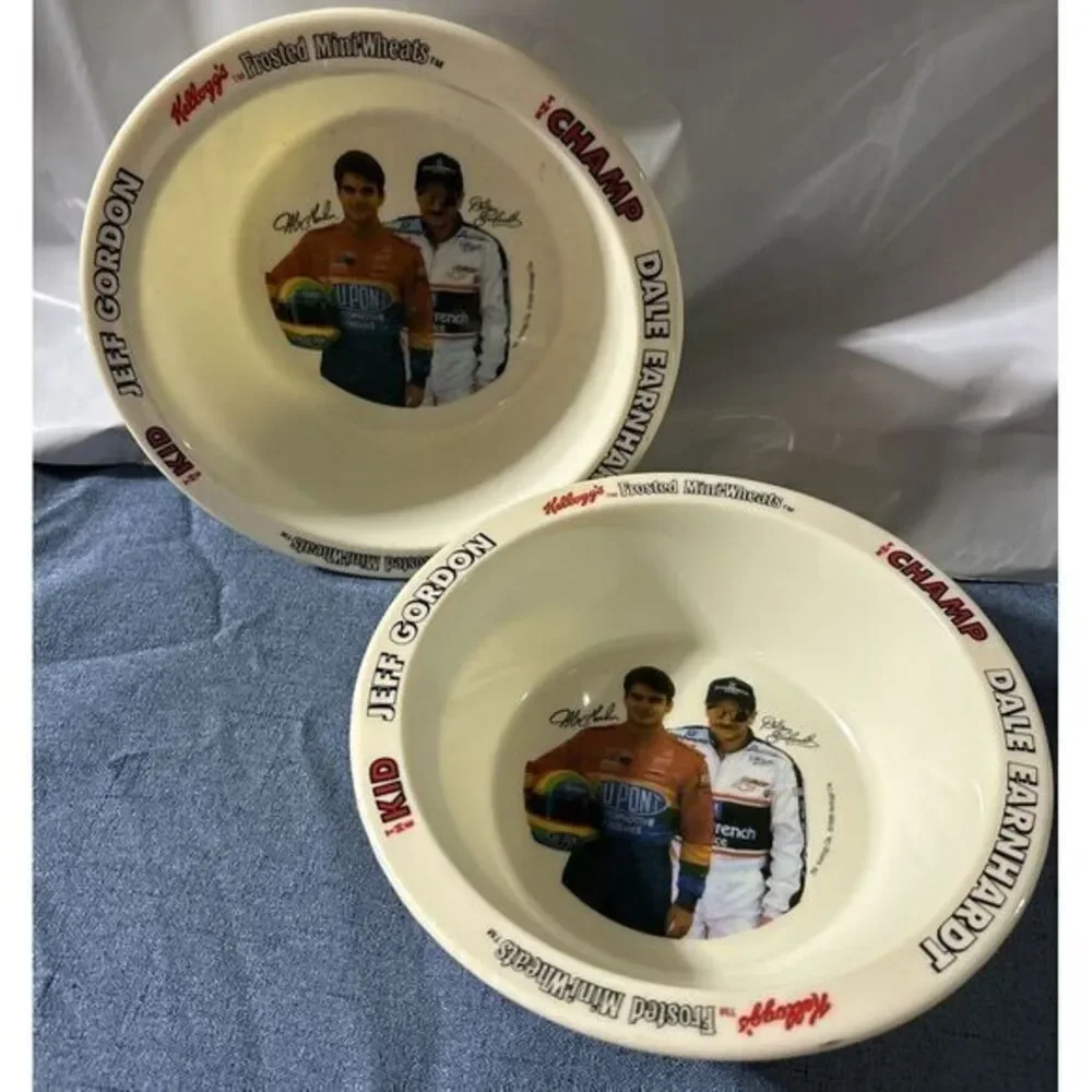 Dale Earnhardt Jeff Gordon‎ Kellogg's Frosted Mini Wheats Promotional Bowls 1995